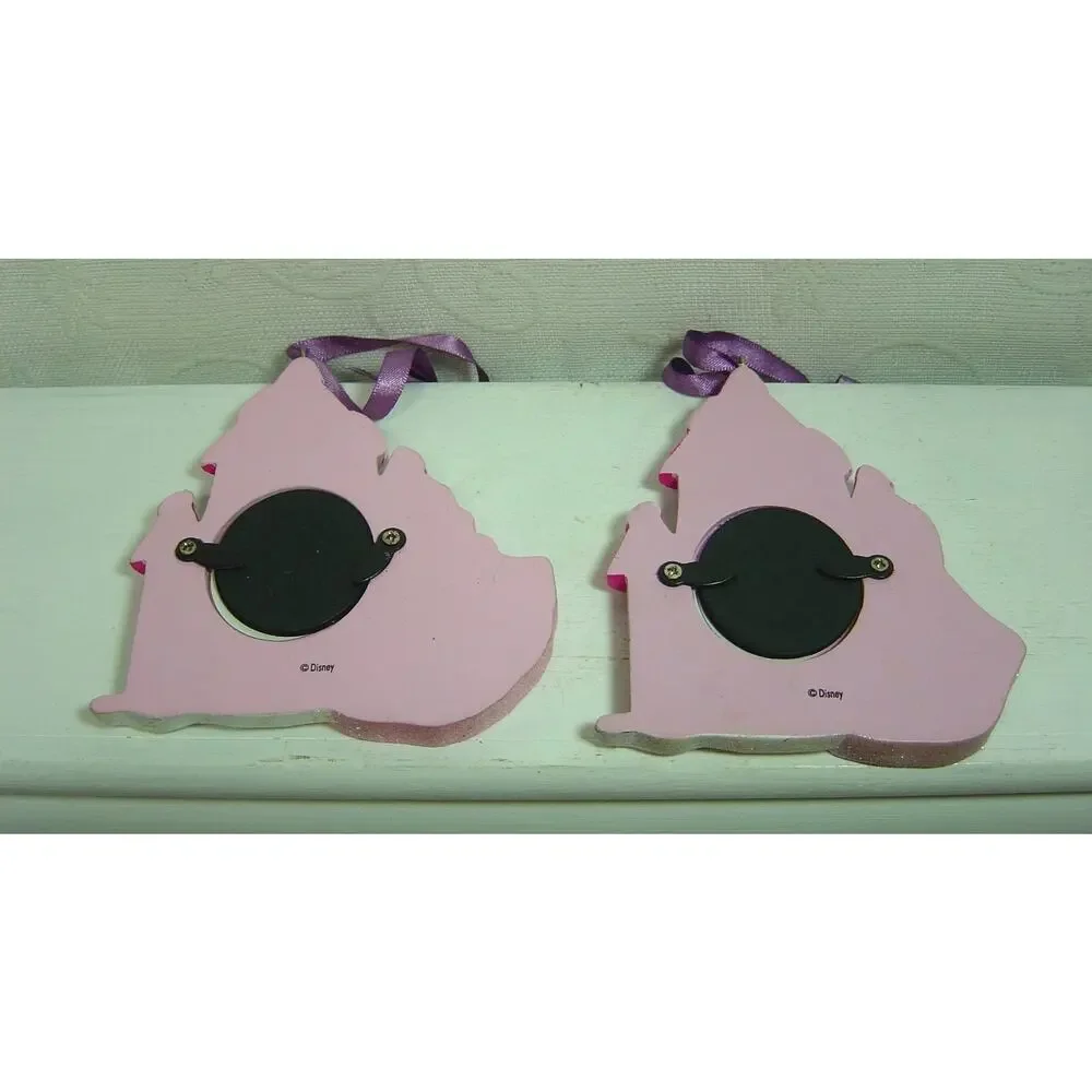 2 DISNEY PRINCESS CASTLE PHOTO HOLDER ORNAMENTS